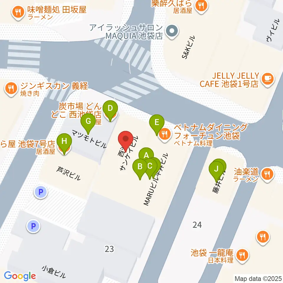 クワトロ弦楽器周辺のファミレス・ファーストフード一覧地図
