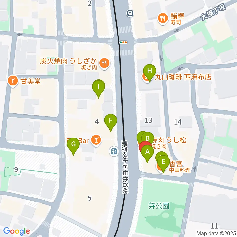 ユニプライベートスタジオ周辺のファミレス・ファーストフード一覧地図