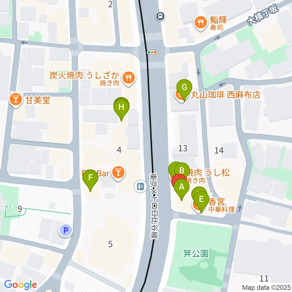 ユニプライベートスタジオ周辺のファミレス・ファーストフード一覧地図