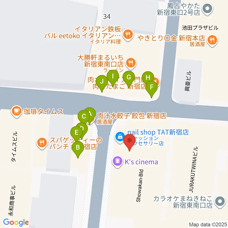 K’s cinema周辺のファミレス・ファーストフード一覧地図