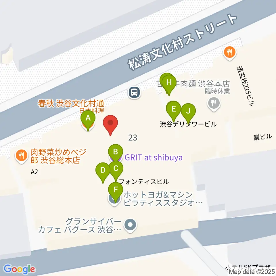渋谷DAIA周辺のファミレス・ファーストフード一覧地図