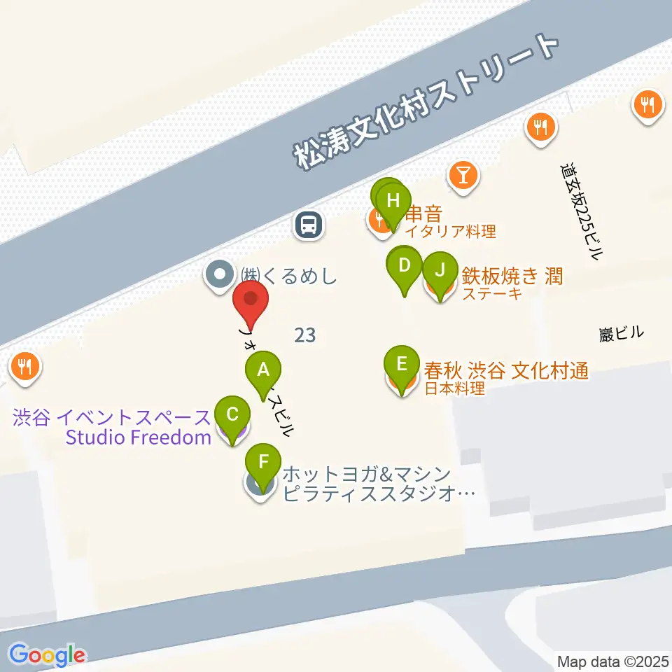 渋谷DAIA周辺のファミレス・ファーストフード一覧地図