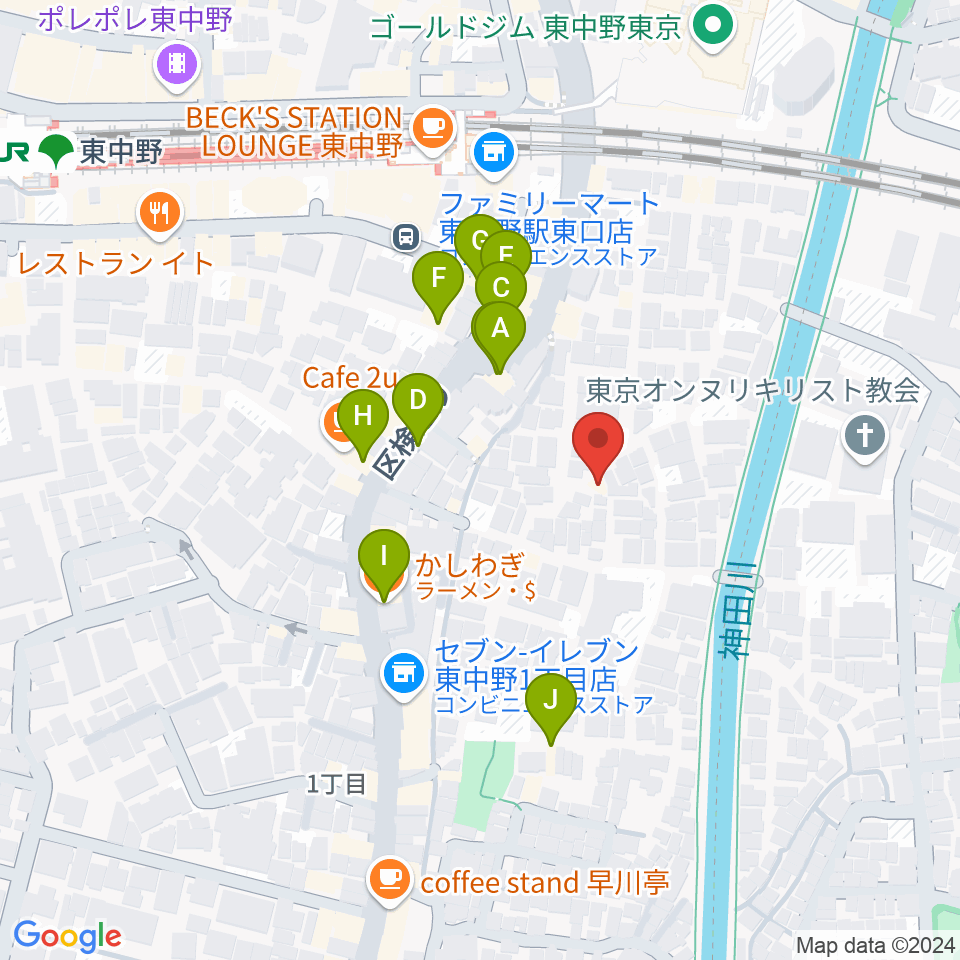 山本ミュージック・コーナー周辺のファミレス・ファーストフード一覧地図