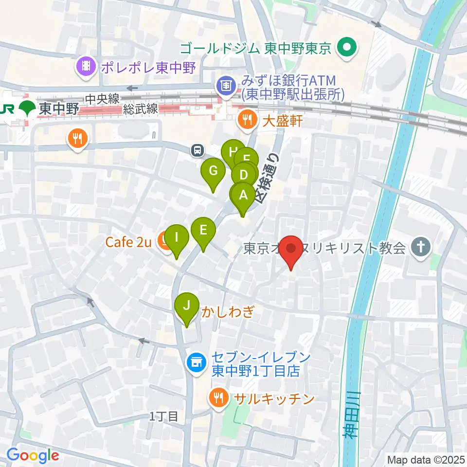 山本ミュージック・コーナー周辺のファミレス・ファーストフード一覧地図