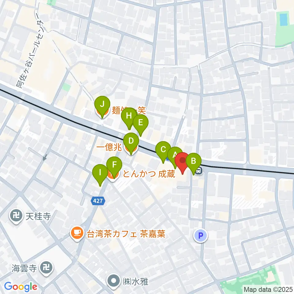 南阿佐ヶ谷ひつじ座周辺のファミレス・ファーストフード一覧地図