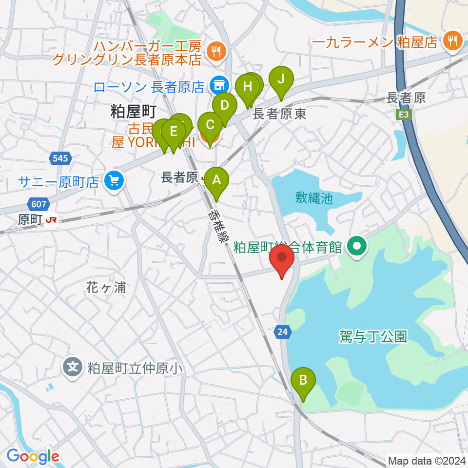 サンレイクかすや周辺のファミレス・ファーストフード一覧地図