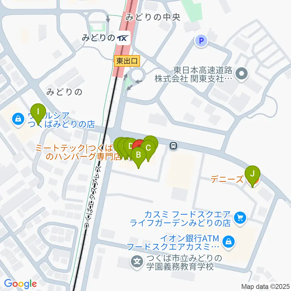 アーデン音楽館 みどりの教室周辺のファミレス・ファーストフード一覧地図