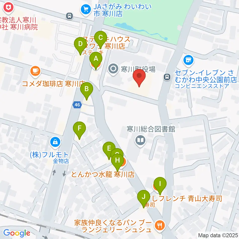 寒川町民センター周辺のファミレス・ファーストフード一覧地図