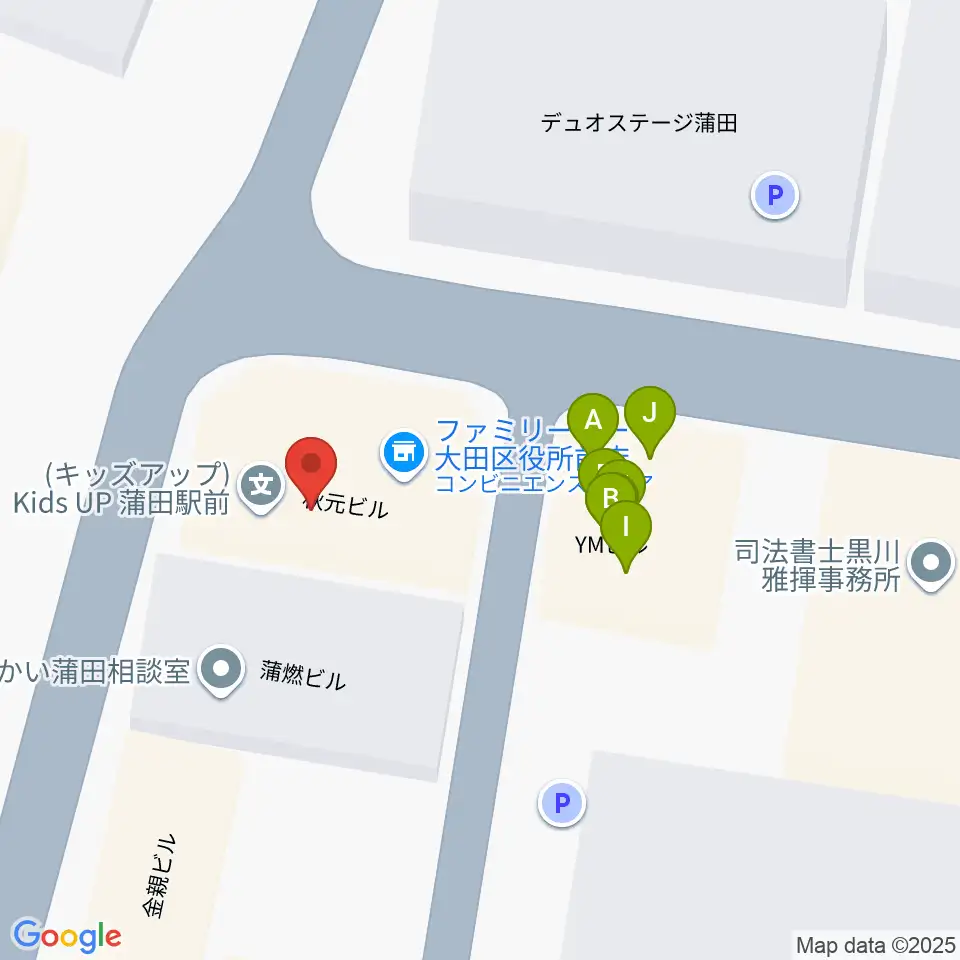 カワイ音楽教室 蒲田センター周辺のファミレス・ファーストフード一覧地図