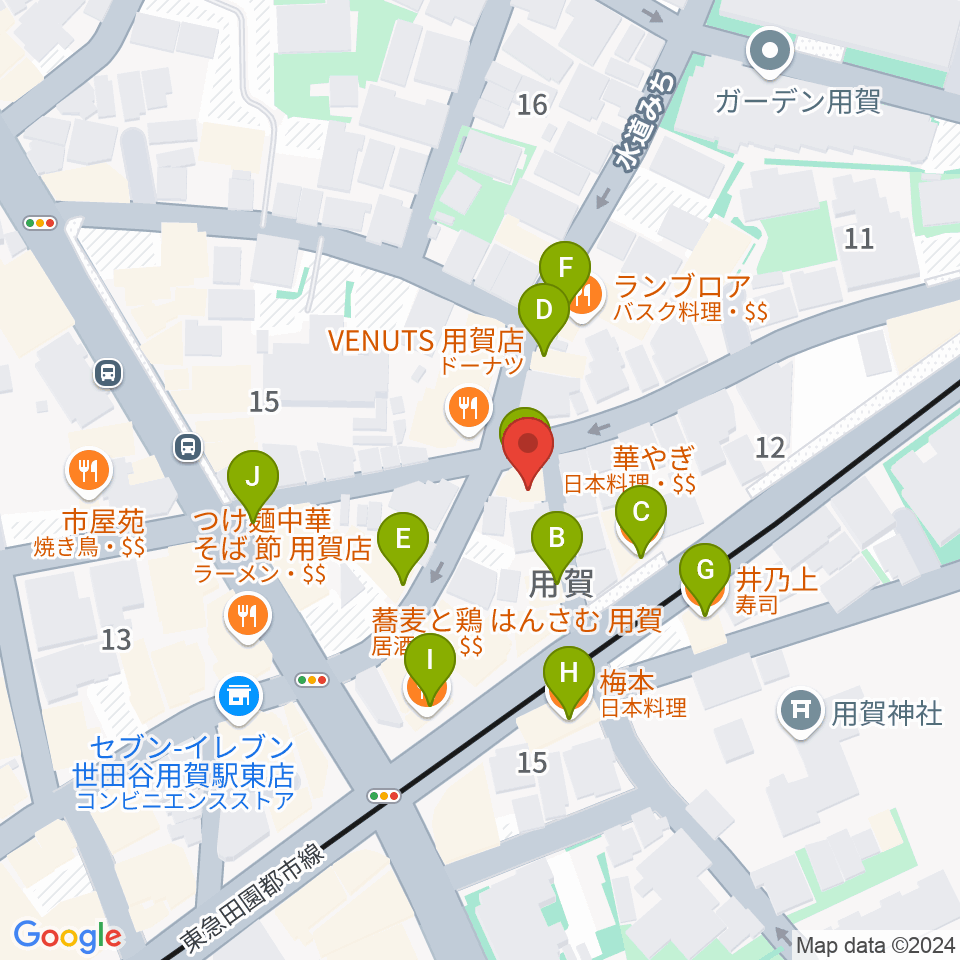 用賀エピタフ周辺のファミレス・ファーストフード一覧地図