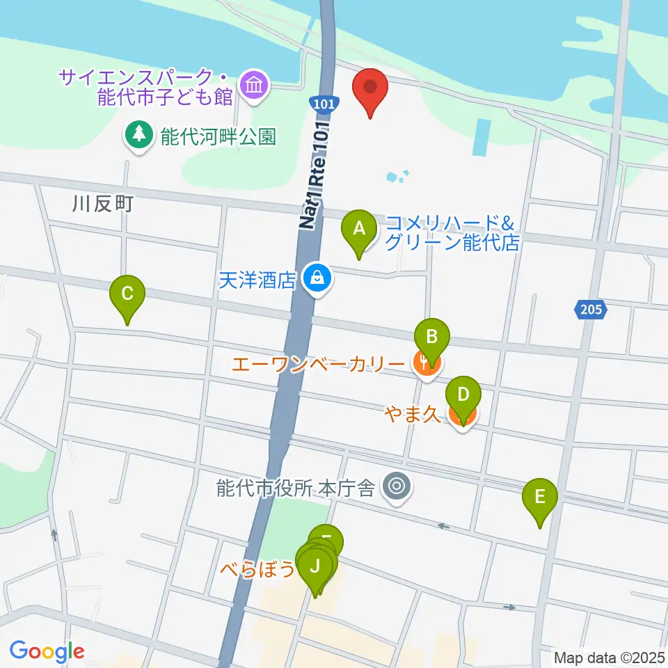 NODENアリーナ周辺のファミレス・ファーストフード一覧地図