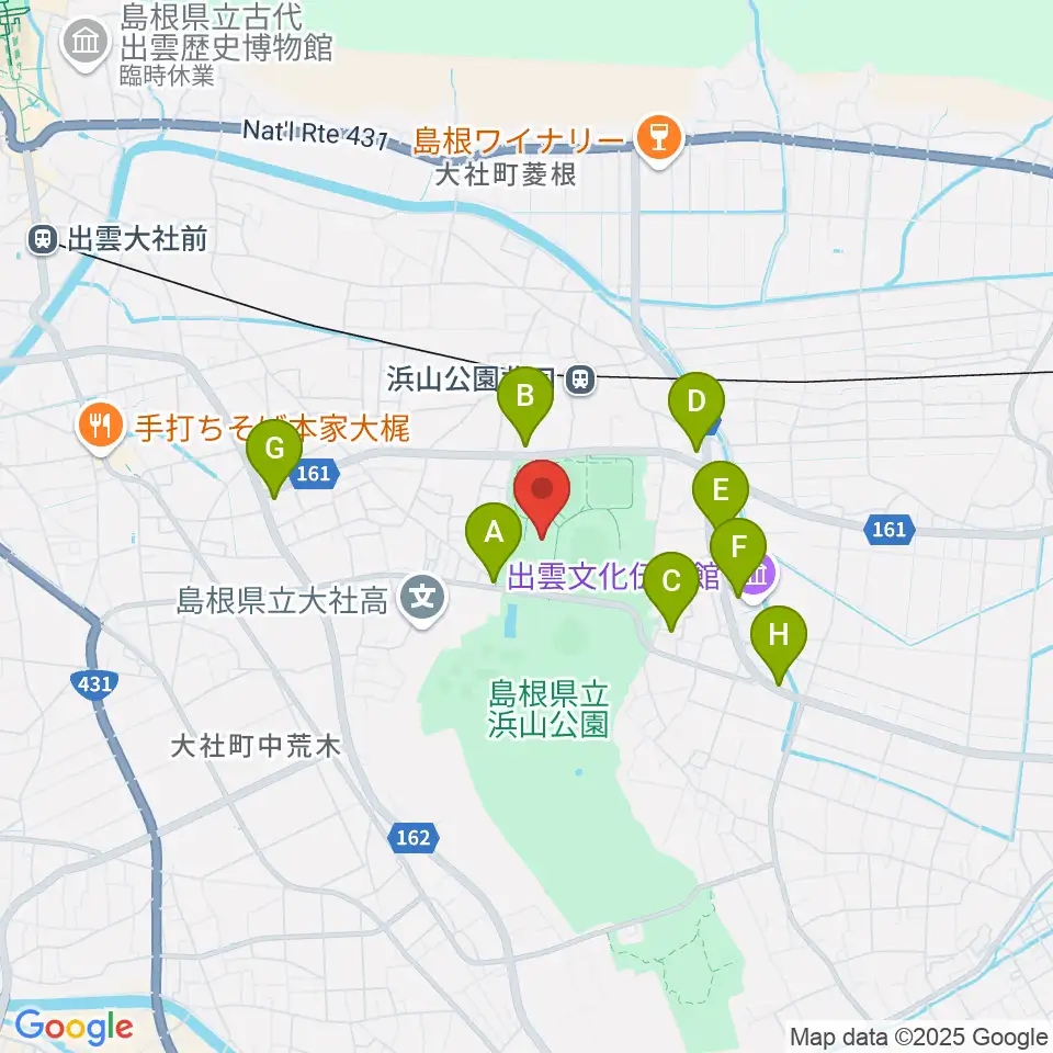 島根県立浜山体育館カミアリーナ周辺のファミレス・ファーストフード一覧地図