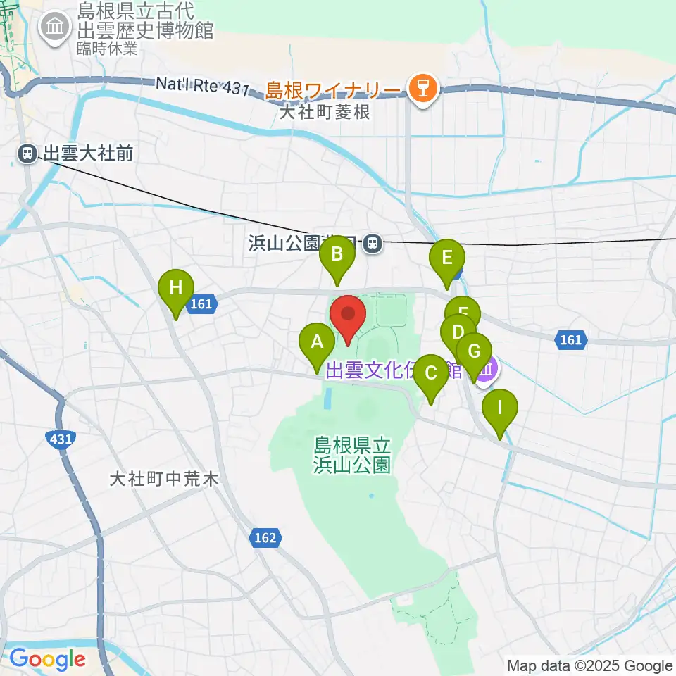 島根県立浜山体育館カミアリーナ周辺のファミレス・ファーストフード一覧地図