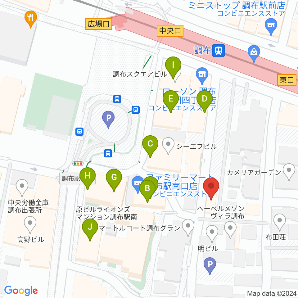 スタジオニド調布店周辺のファミレス・ファーストフード一覧地図