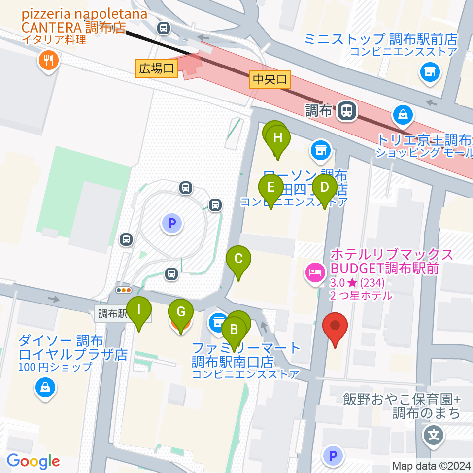 スタジオニド調布店周辺のファミレス・ファーストフード一覧地図