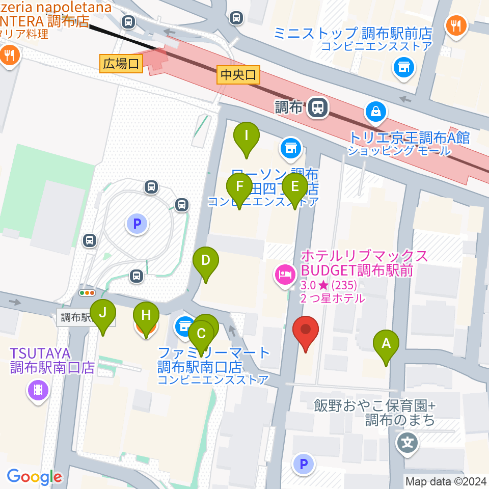 スタジオニド調布店周辺のファミレス・ファーストフード一覧地図