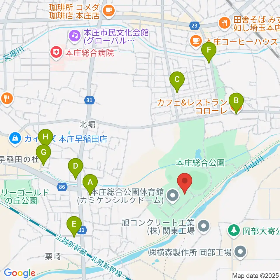 カミケンシルクドーム周辺のファミレス・ファーストフード一覧地図