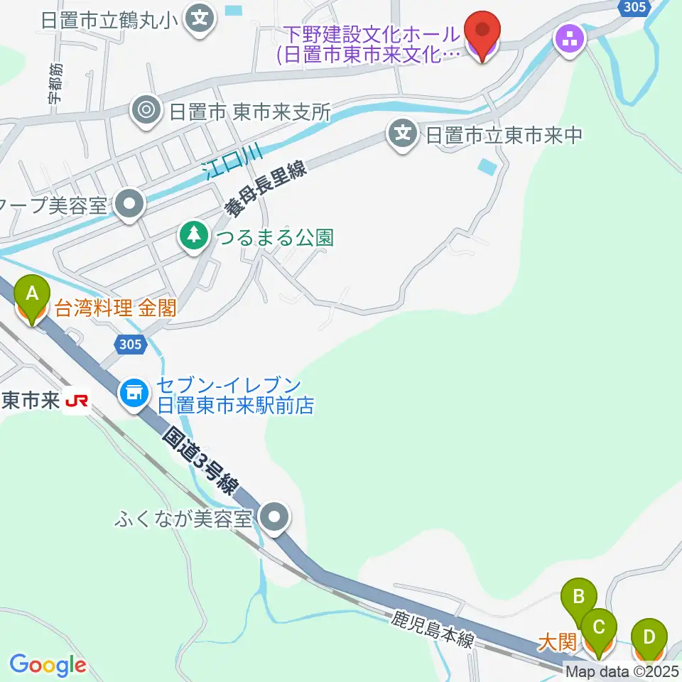 下野建設文化ホール周辺のファミレス・ファーストフード一覧地図