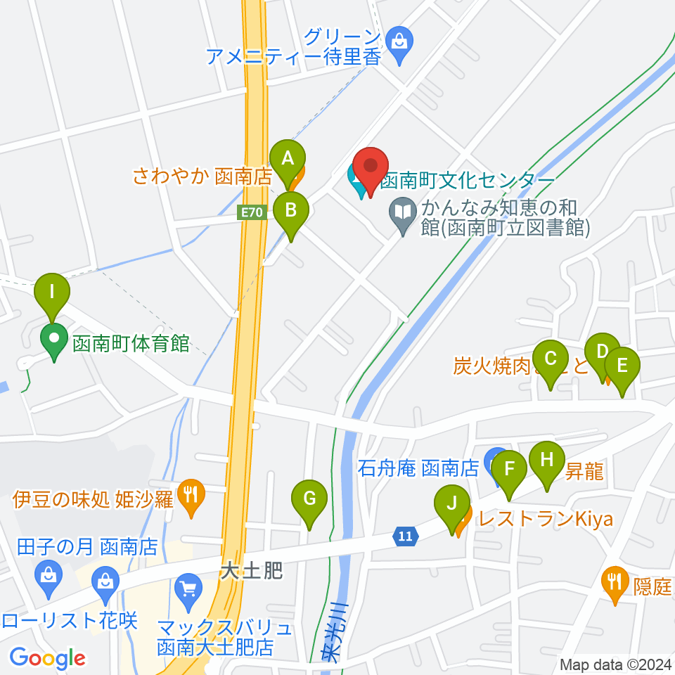 函南町文化センター周辺のファミレス・ファーストフード一覧地図