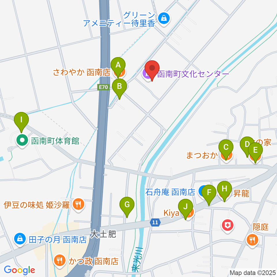 函南町文化センター周辺のファミレス・ファーストフード一覧地図