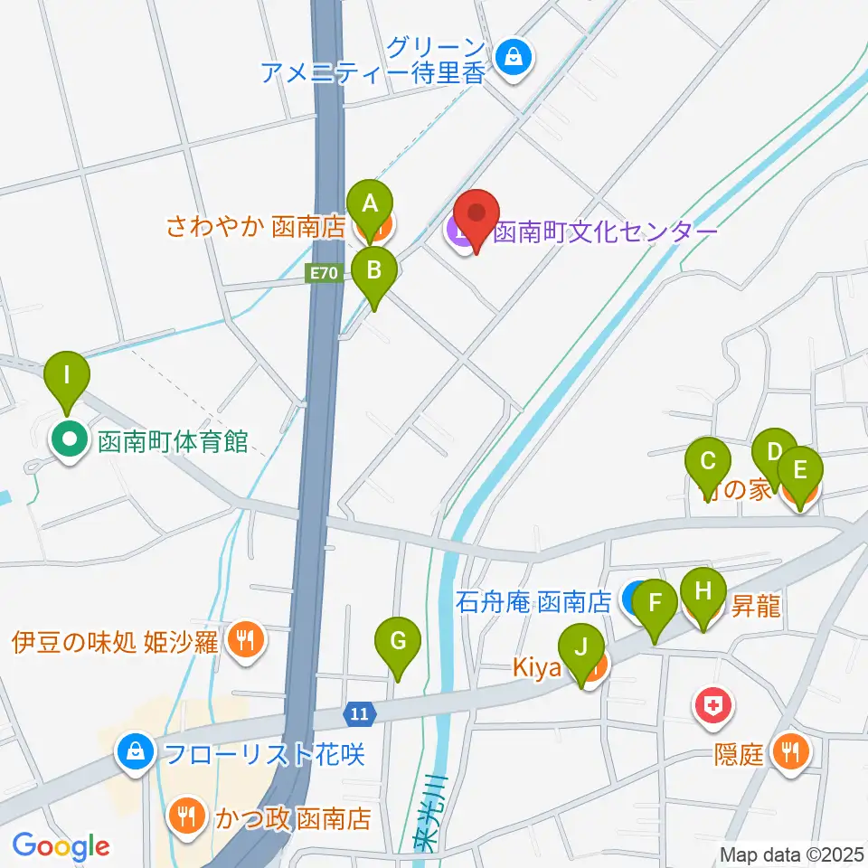 函南町文化センター周辺のファミレス・ファーストフード一覧地図