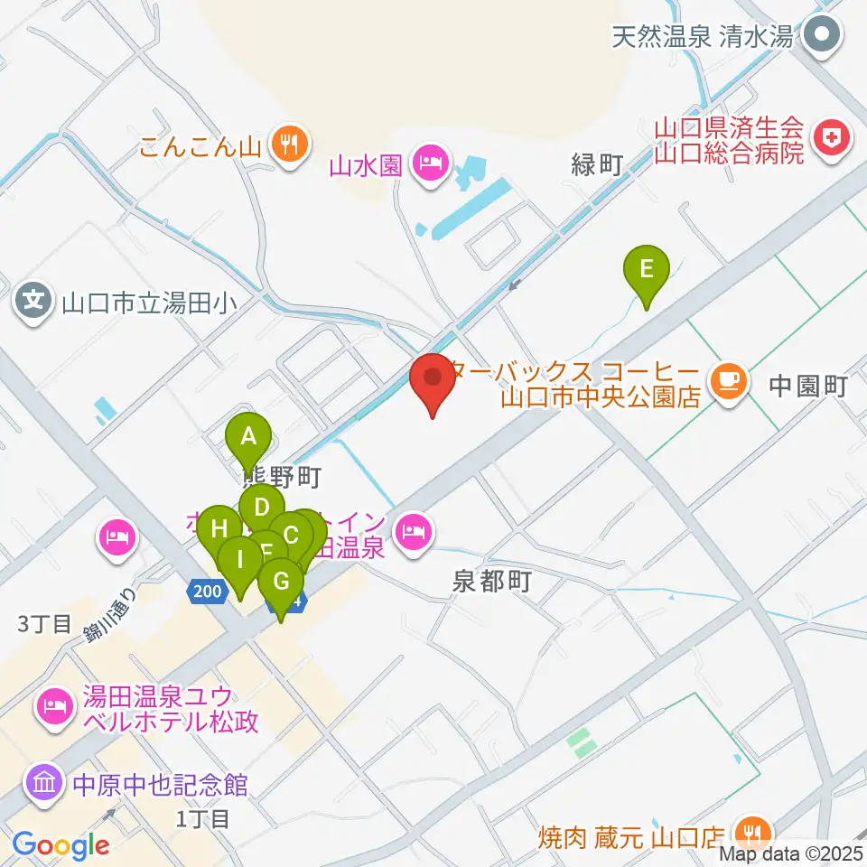 ニューメディアプラザ山口周辺のファミレス・ファーストフード一覧地図