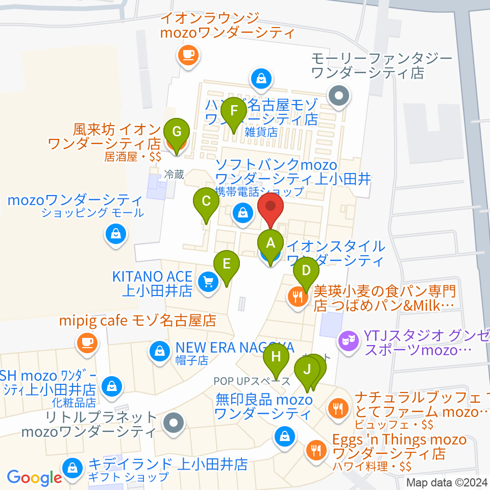 島村楽器 名古屋mozoオーパ店周辺のファミレス・ファーストフード一覧地図