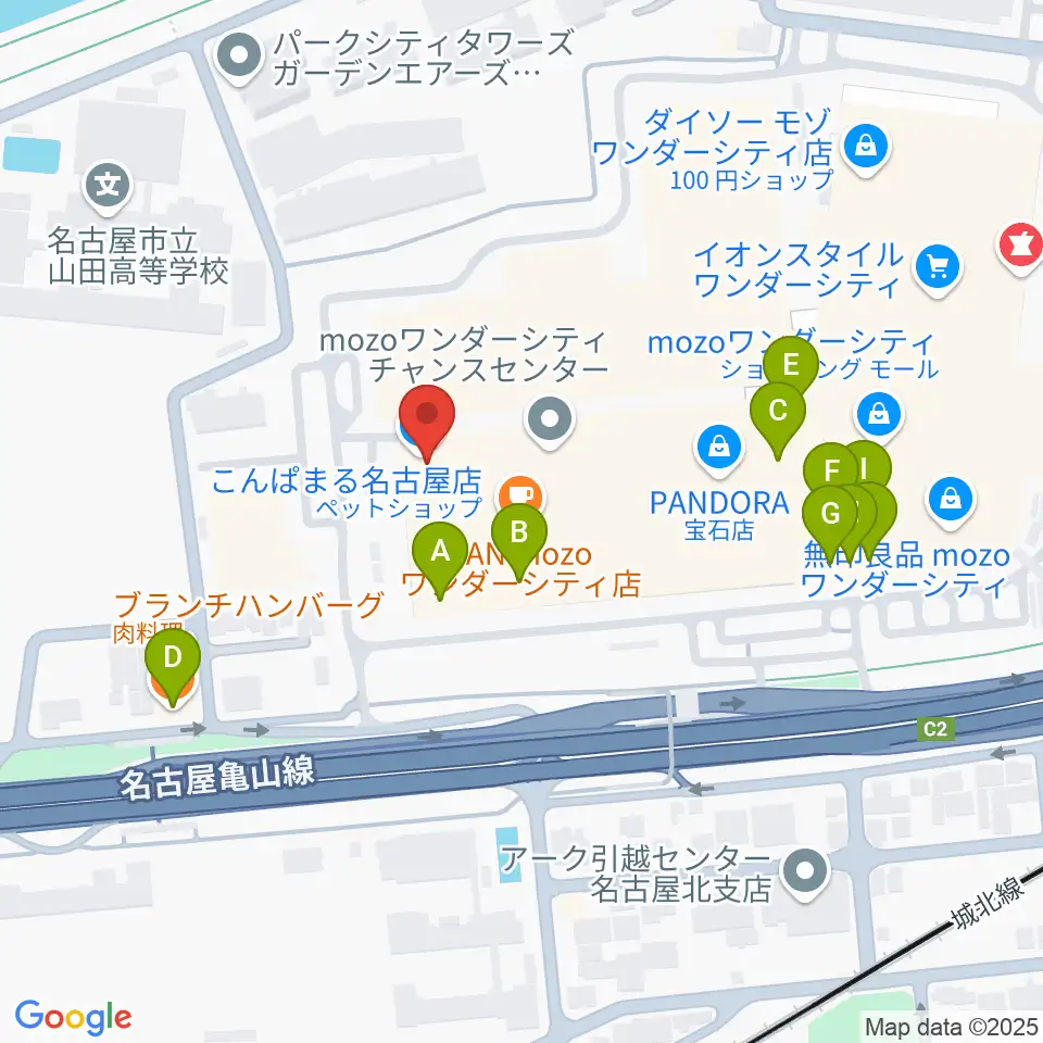 島村楽器 名古屋mozoオーパ店周辺のファミレス・ファーストフード一覧地図
