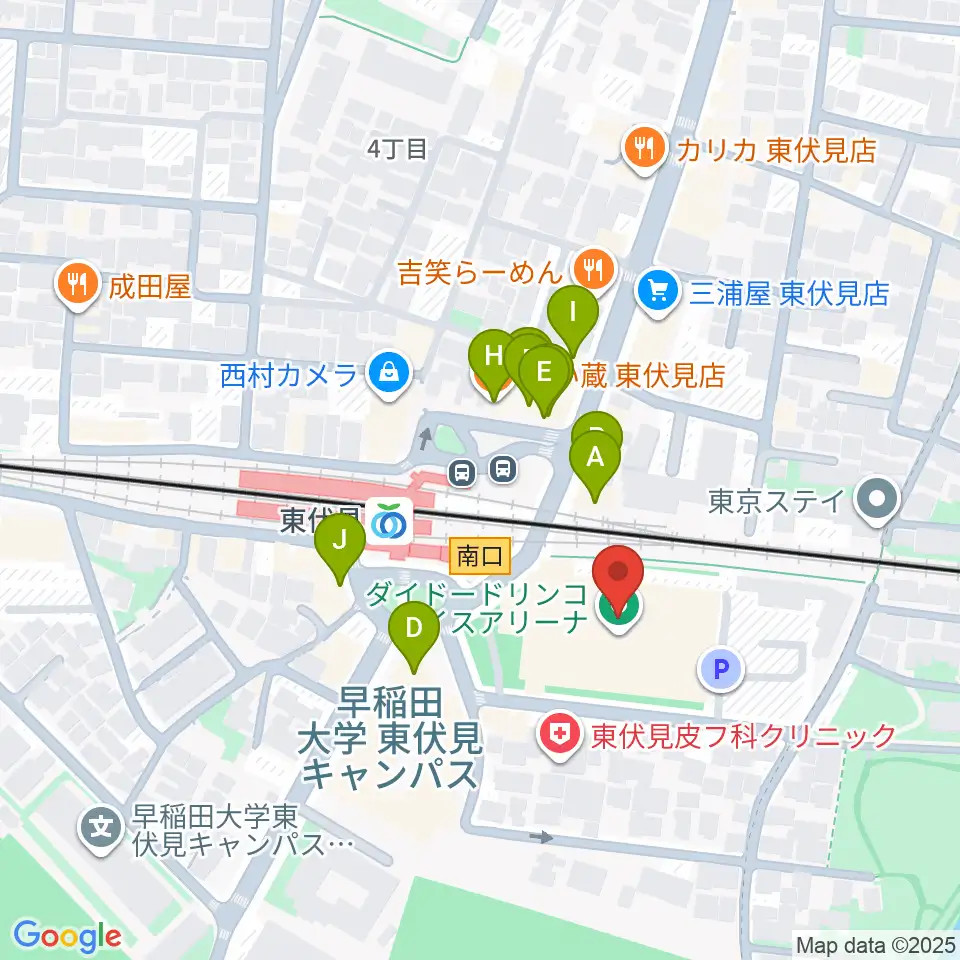 ダイドードリンコアイスアリーナ周辺のファミレス・ファーストフード一覧地図