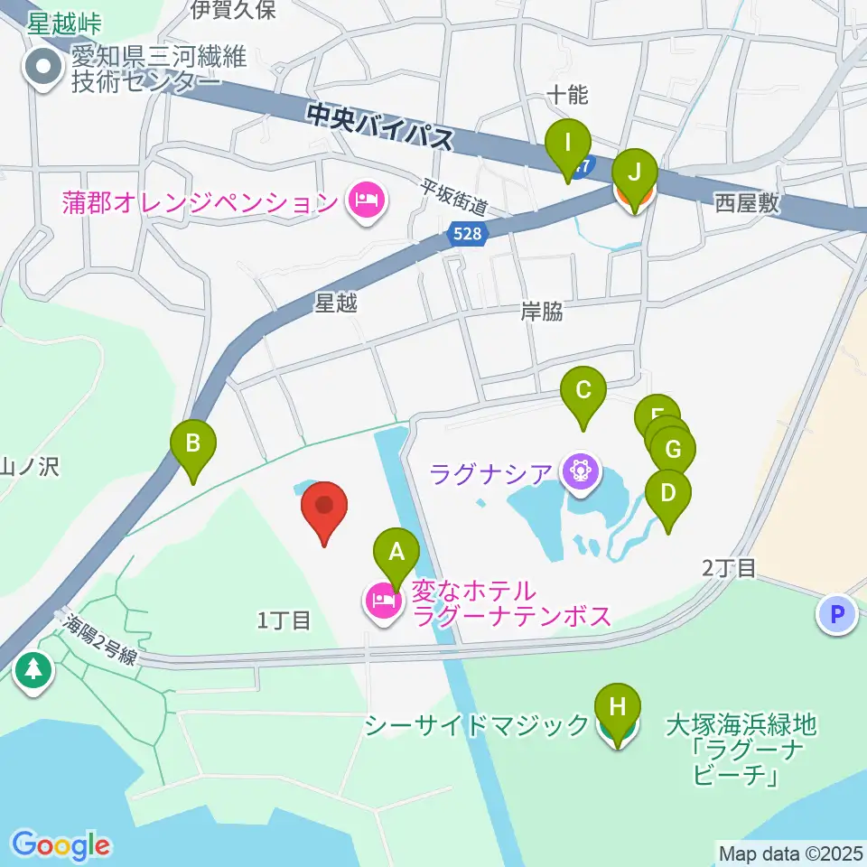 ラグーナテンボス アートシアター周辺のファミレス・ファーストフード一覧地図