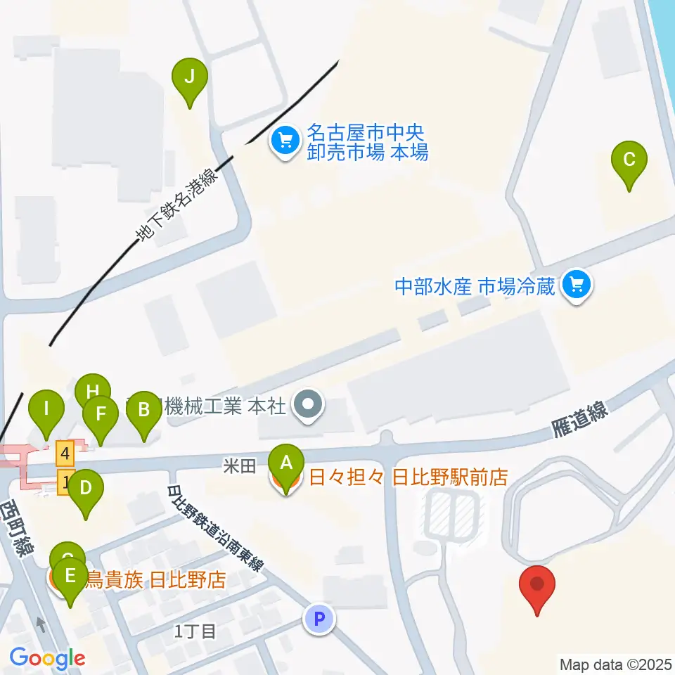 名古屋国際会議場イベントホール周辺のファミレス・ファーストフード一覧地図