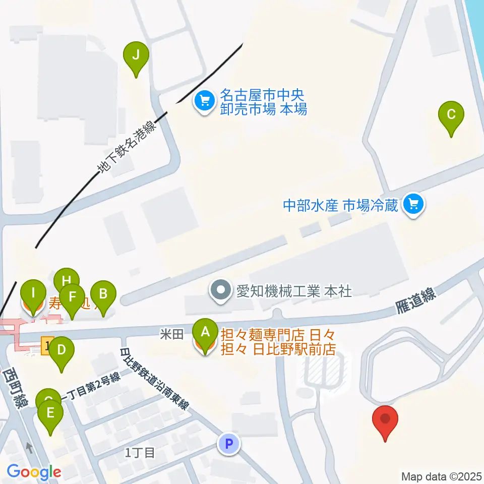 名古屋国際会議場イベントホール周辺のファミレス・ファーストフード一覧地図