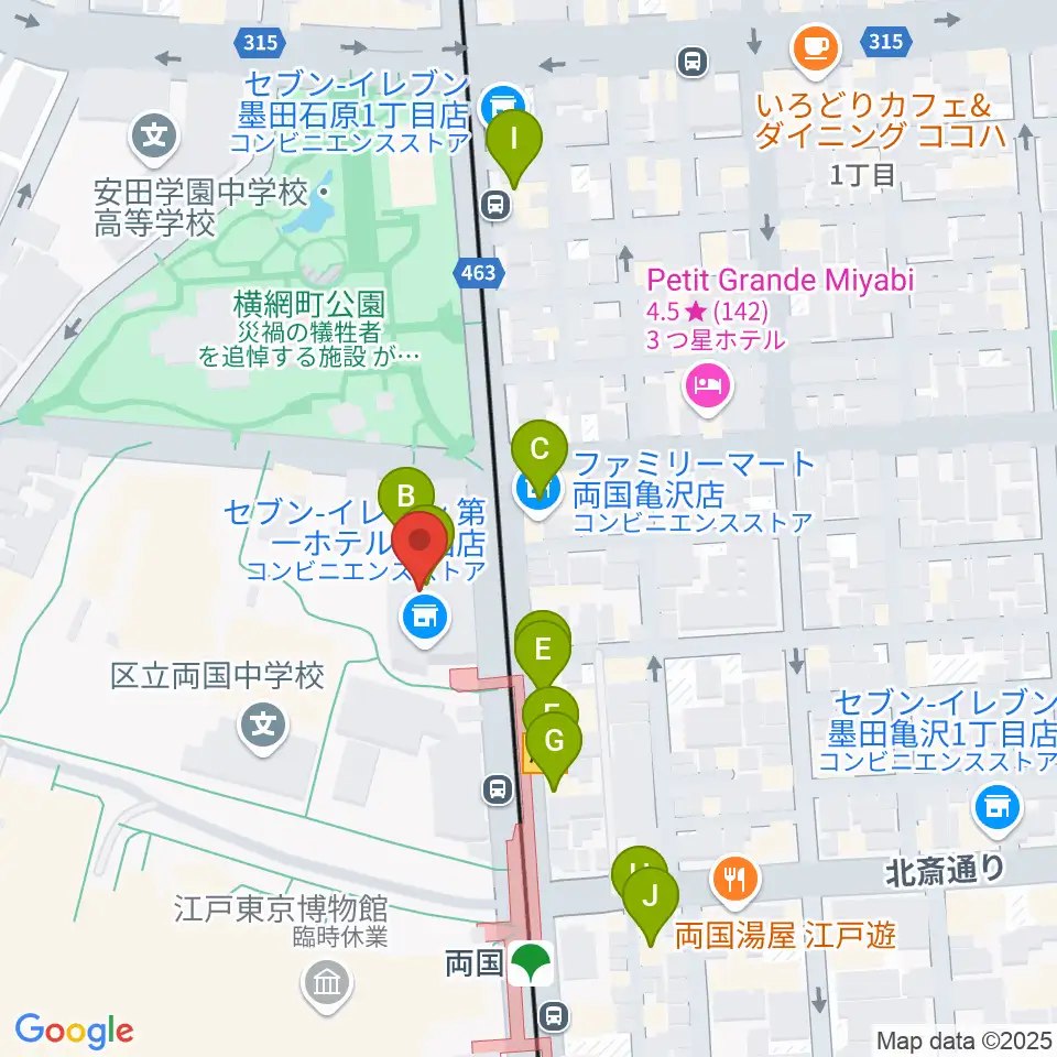 KFCホール周辺のファミレス・ファーストフード一覧地図