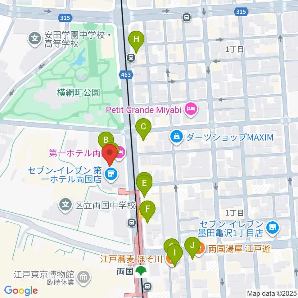 KFCホール周辺のファミレス・ファーストフード一覧地図