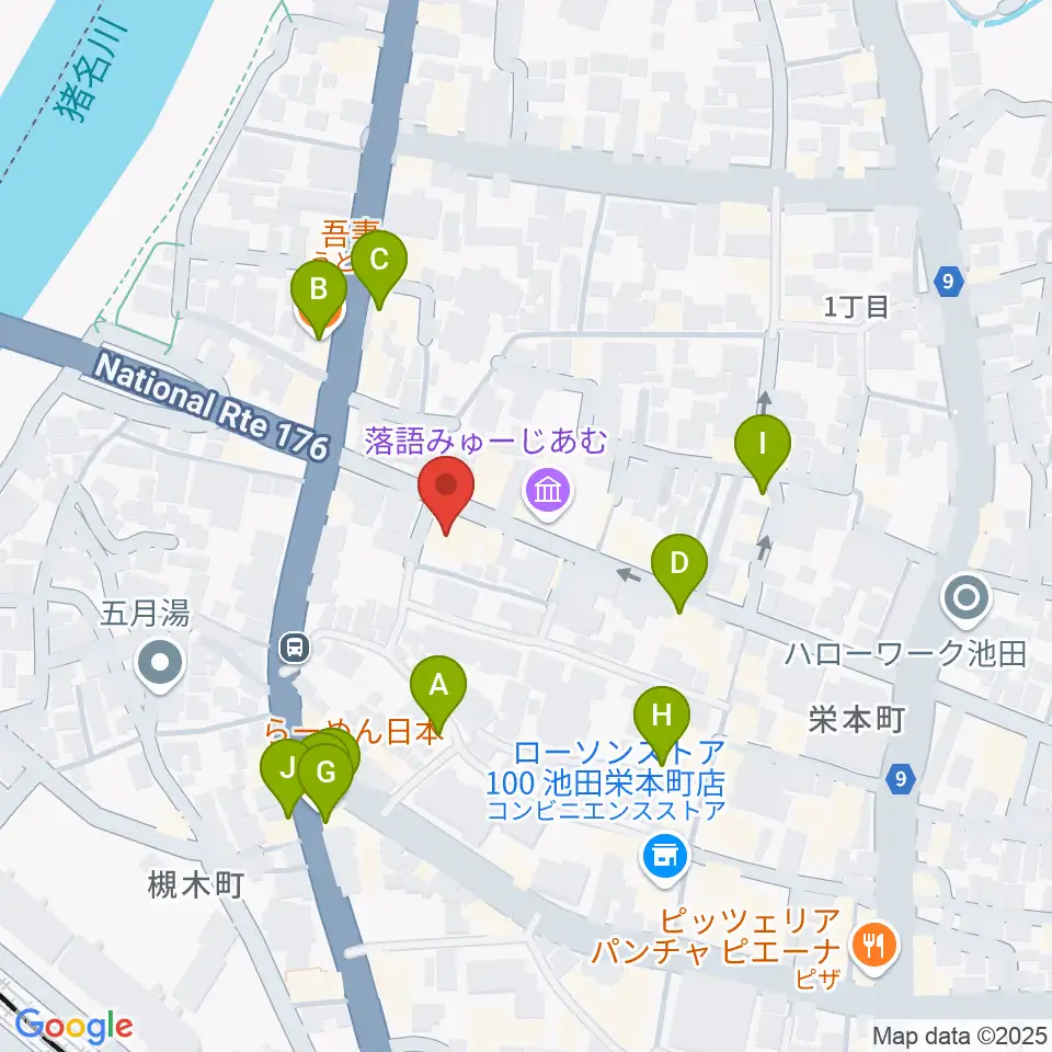 池田呉服座周辺のファミレス・ファーストフード一覧地図