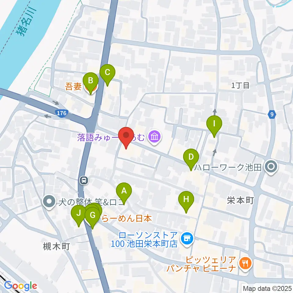 池田呉服座周辺のファミレス・ファーストフード一覧地図