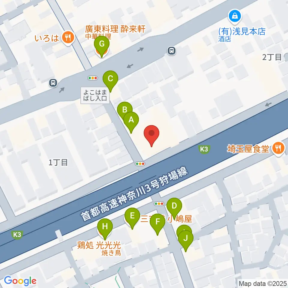 三吉演芸場周辺のファミレス・ファーストフード一覧地図