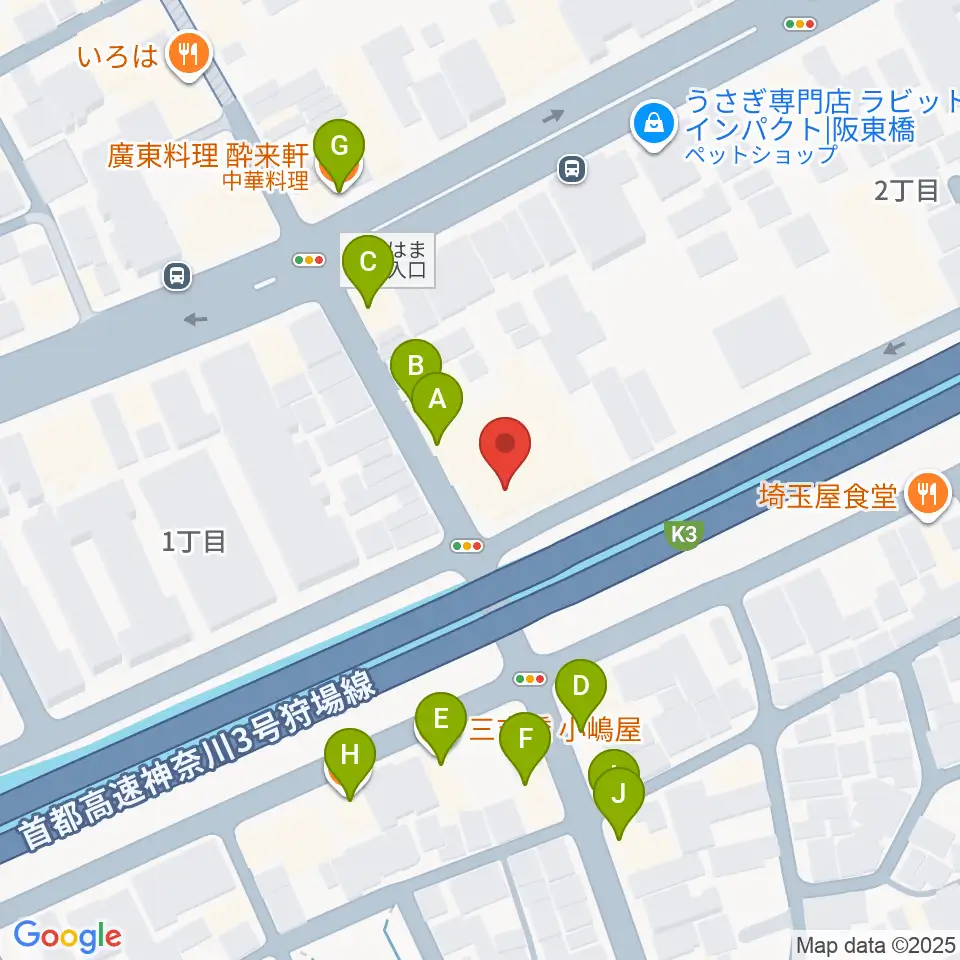 三吉演芸場周辺のファミレス・ファーストフード一覧地図