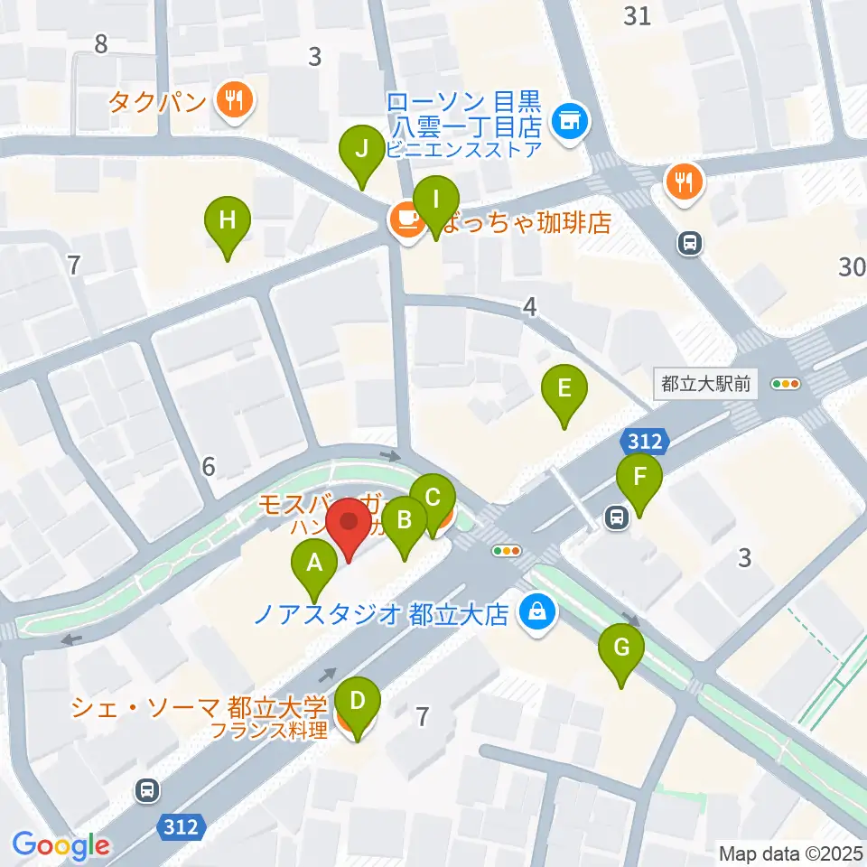 アリオーネ音楽教室都立大教室周辺のファミレス・ファーストフード一覧地図