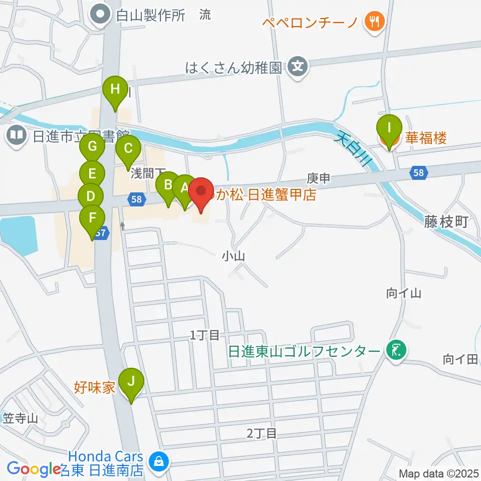 J'z Studio本館周辺のファミレス・ファーストフード一覧地図