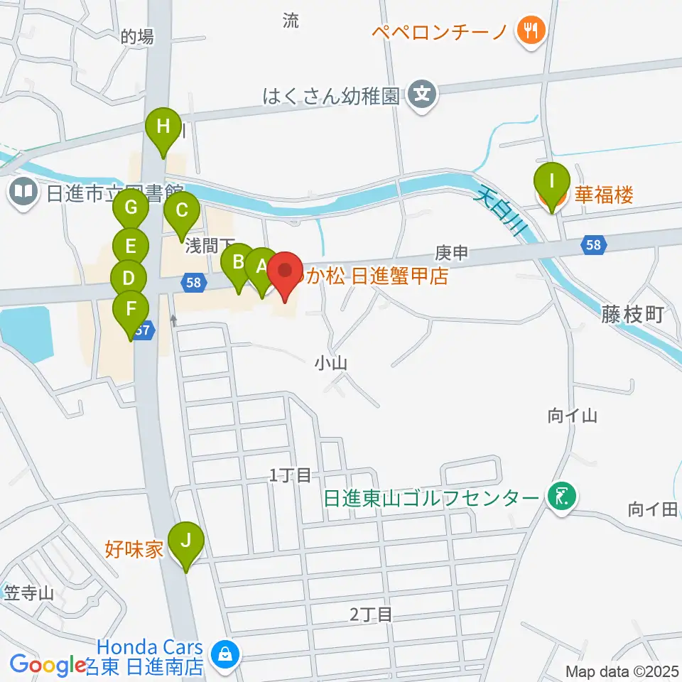 J'z Studio本館周辺のファミレス・ファーストフード一覧地図