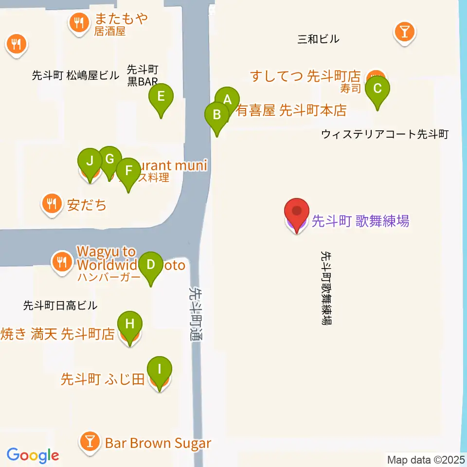 先斗町歌舞練場周辺のファミレス・ファーストフード一覧地図