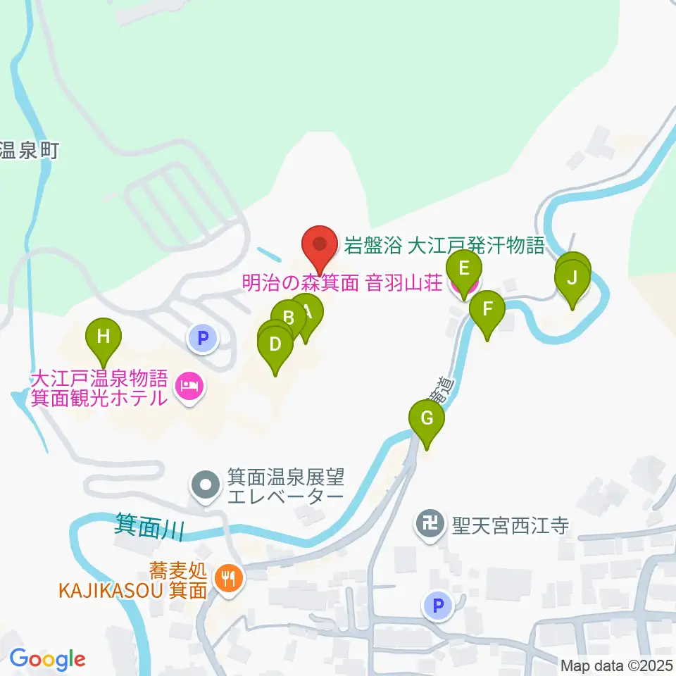 箕面劇場周辺のファミレス・ファーストフード一覧地図