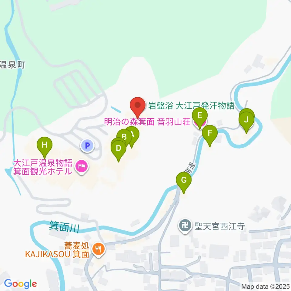 箕面劇場周辺のファミレス・ファーストフード一覧地図