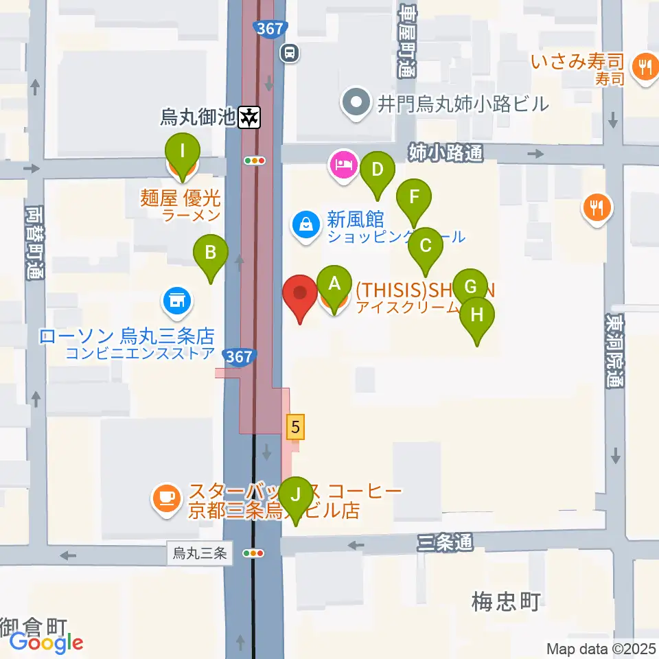 アップリンク京都周辺のファミレス・ファーストフード一覧地図