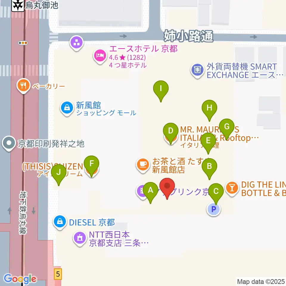 アップリンク京都周辺のファミレス・ファーストフード一覧地図