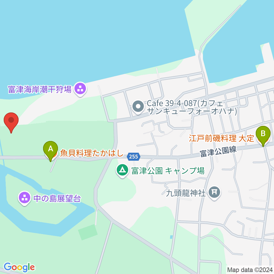 富津公園 野外劇場周辺のファミレス・ファーストフード一覧地図