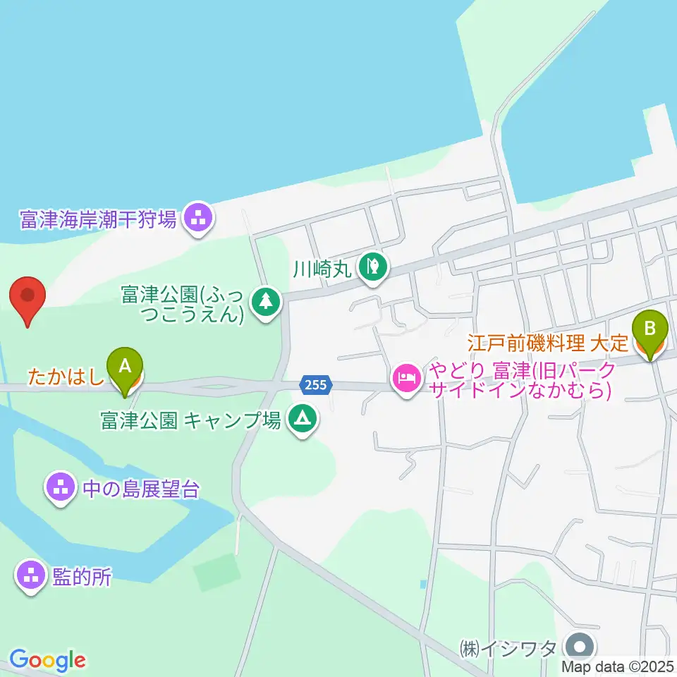 富津公園 野外劇場周辺のファミレス・ファーストフード一覧地図