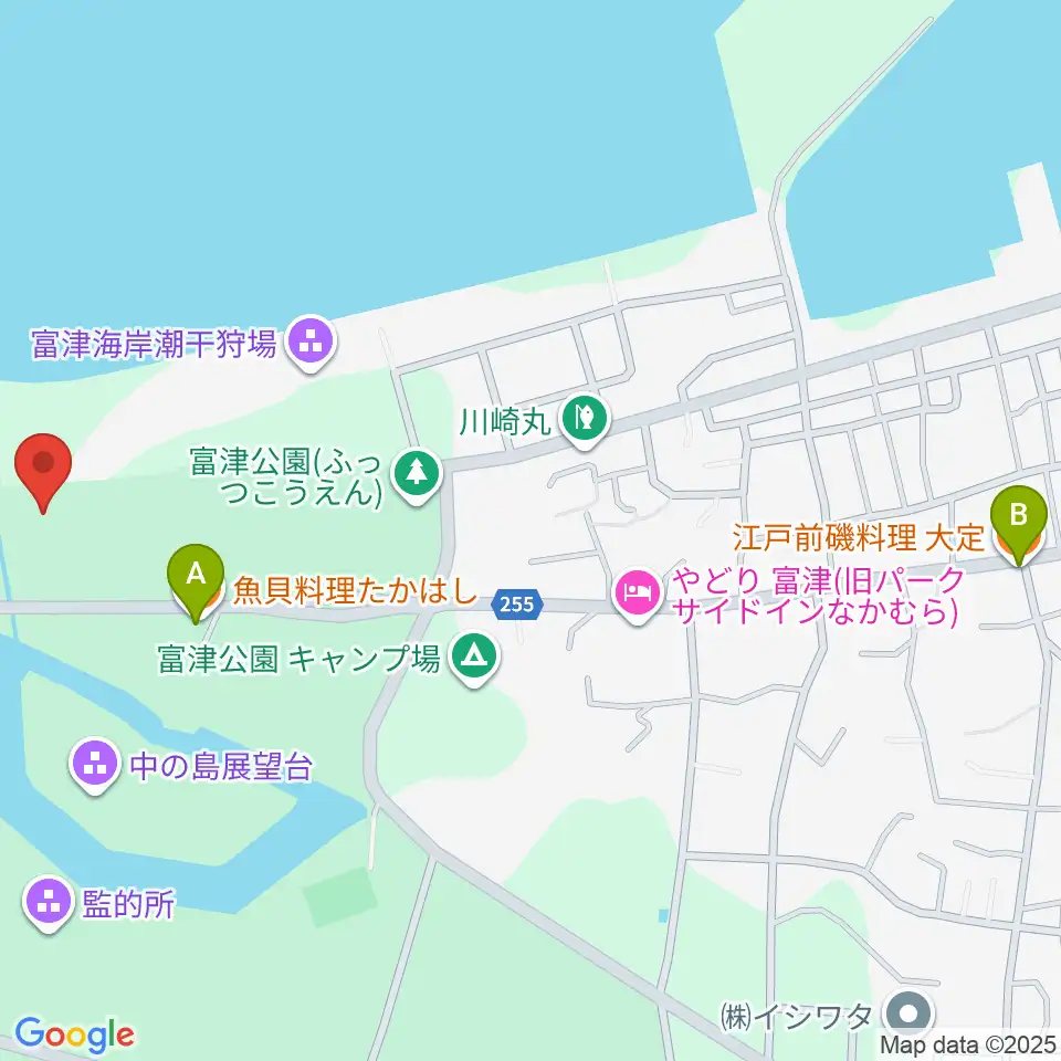 富津公園 野外劇場周辺のファミレス・ファーストフード一覧地図