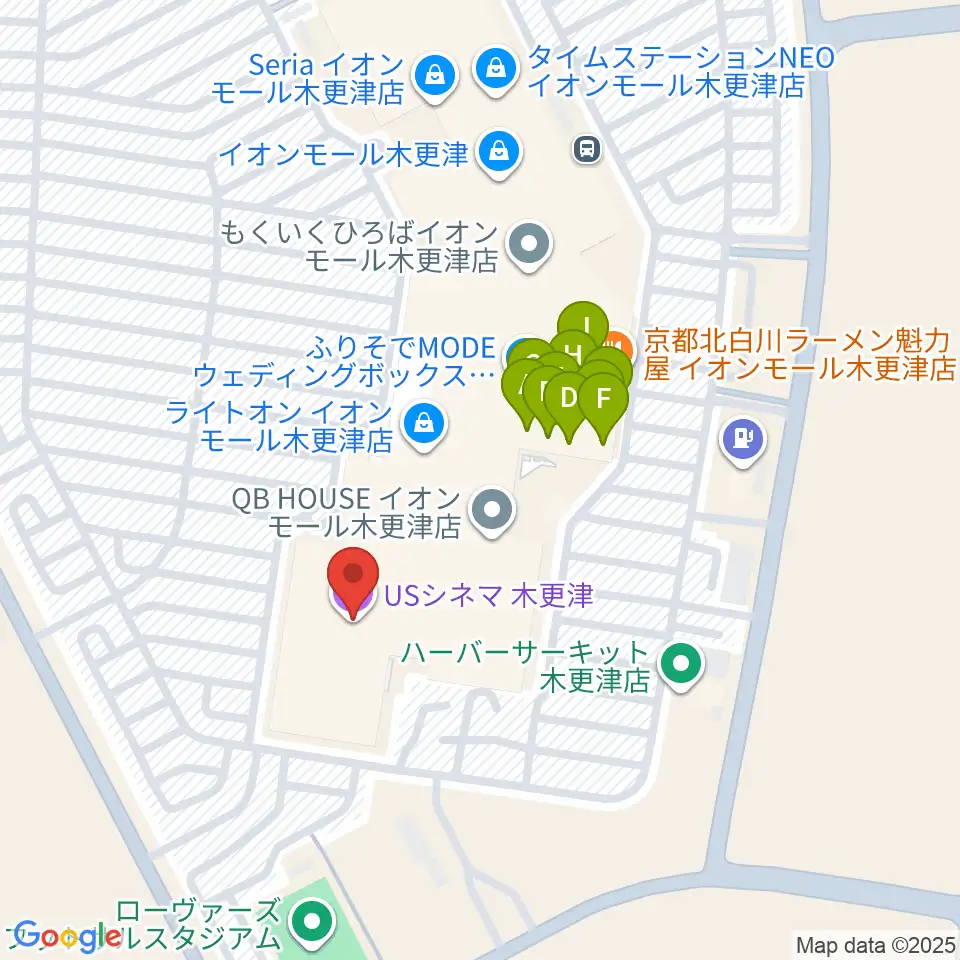 USシネマ木更津周辺のファミレス・ファーストフード一覧地図